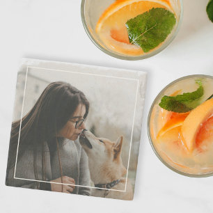 Aangepaste huisdierfoto gepersonaliseerde hond afb stenen onderzetter