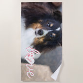 Aangepaste huisdierfoto & liefde tekst met poten & strandlaken (Voorkant)