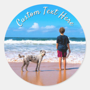 Aangepaste huisdierfoto-stickers met gepersonalise ronde sticker