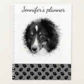 Aangepaste huisdierfoto & Zwarte poten op grijs & Planner (Voorkant)