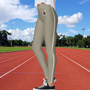 Aangepaste huisdierfototekst witte streep aardse t leggings