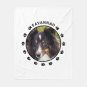 Aangepaste huisdierfototemplate met poten en tekst fleece deken (Voorkant)