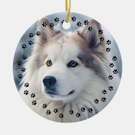 Aangepaste huisdierliefde Uw fotogeheugen Pootafdr Keramisch Ornament (Voorkant)