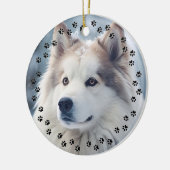 Aangepaste huisdierliefde Uw fotogeheugen Pootafdr Keramisch Ornament (Links)