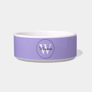 Aangepaste huisdiernaam Lavendel Wit Monogram Voerbakje