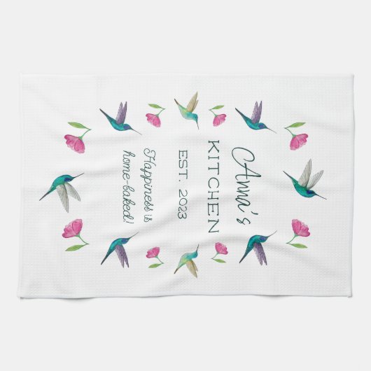 Aangepaste Hummingbird Kitchen Towel Theedoek (Horizontaal)