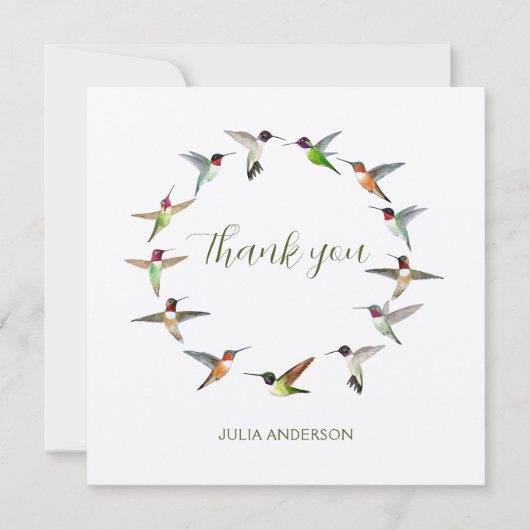 Aangepaste Hummingvogels Dank je wel Bedankkaart (Voorkant)