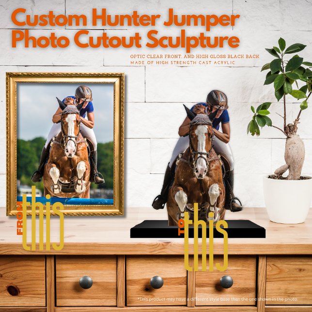 Aangepaste Hunter Jumper Foto Cutout Sculptuur Staand Fotobeeldje ( Birthday Depot
Custom Hunter Jumper Photo Cutout Sculpture)