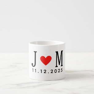 Aangepaste huwelijks Koppel Naam Datum Rood Liefde Espresso Kop