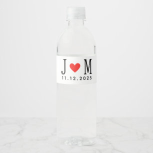 Aangepaste huwelijks Koppel Naam Datum Rood Liefde Waterfles Etiket