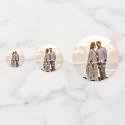 Aangepaste huwelijksdag foto confetti (Achterkanten)