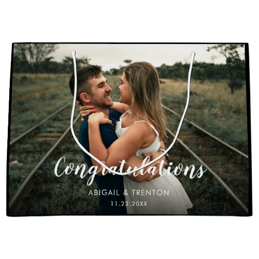 Aangepaste huwelijksdag Foto grote cadeau Groot Cadeauzakje (Voorkant)