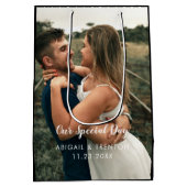 Aangepaste huwelijksdag foto medium cadeauzakje (Achterkant)