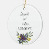 Aangepaste huwelijksdatum Paarse geel Keramisch Ornament (Links)