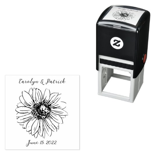 Aangepaste huwelijksnamen Datum zonnesbloem Zelfinktende Stempel (In situ)
