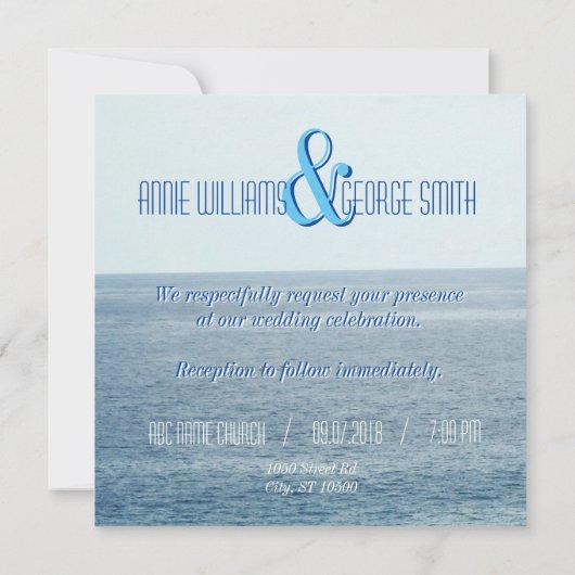 Aangepaste huwelijksuitnodiging New England Beach Kaart (Achterkant)