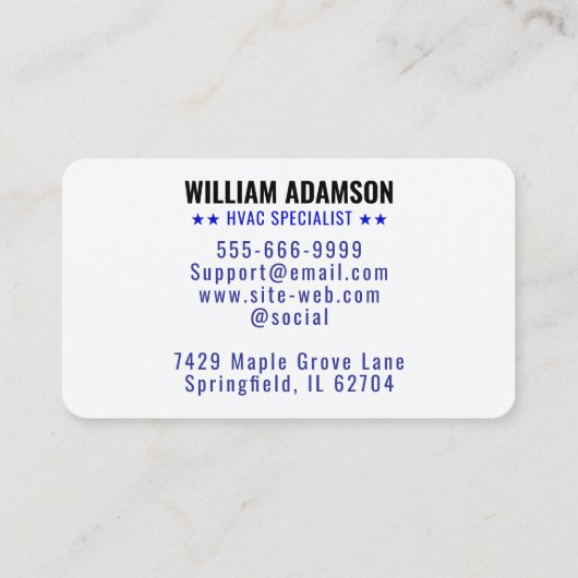 Aangepaste HVAC Logo & Slogan voor Verwarming en K Visitekaartje (Achterkant)