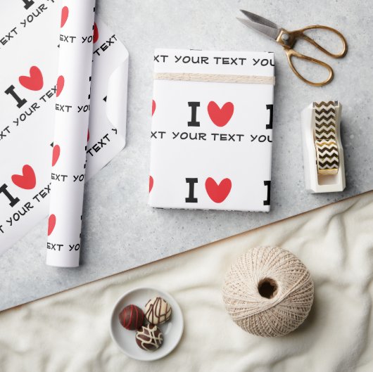 Aangepaste I LOVE - I HEART sjabloon gepersonalise Cadeaupapier (Crafts)