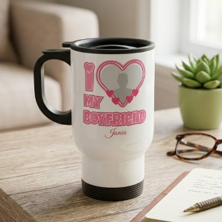 Aangepaste I Love My Boyfriend – Voeg Foto & Naam  Reisbeker