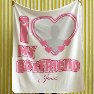 Aangepaste I Love My Boyfriend – Voeg foto & naam  Sherpa Deken