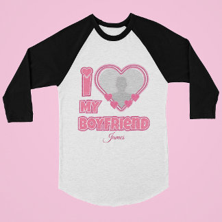 Aangepaste I Love My Boyfriend – Voeg foto & naam  T-shirt