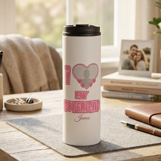 Aangepaste I Love My Boyfriend – Voeg foto & naam  Thermosbeker