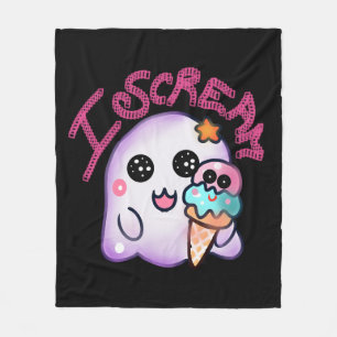 Aangepaste "I Scream" Geest met IJshoorn Kunst Fleece Deken