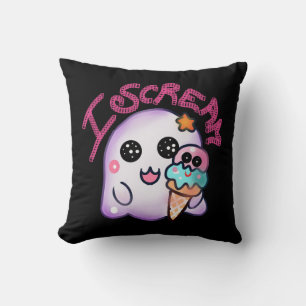 Aangepaste "I Scream" Geest met IJshoorn Kunst Kussen