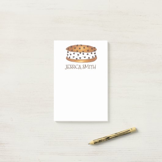 Aangepaste Ice Cream Chocolate-sandwich-chip Post-it® Notes (Op bureau)