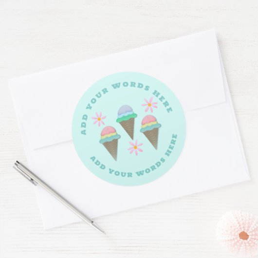 Aangepaste Ice Cream Cone Stickers (Envelop)