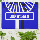 Aangepaste Ice Hockey Player Blue Theedoek (Gevouwen)