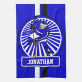 Aangepaste Ice Hockey Player Blue Theedoek (Verticaal)