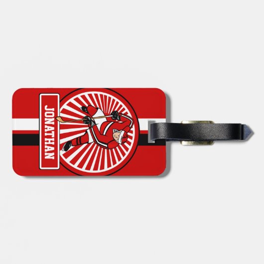 Aangepaste Ice Hockey-speler Bagagelabel (Achterkant horizontaal)