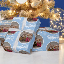 Aangepaste Icy Blue Prettig Kerstmis Eén Cirkel Fo