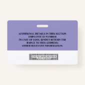 Aangepaste ID-badge voor werknemers - naam, foto,  Badge (Achterkant)