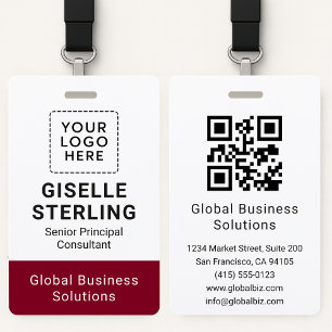 Aangepaste identiteitskaart QR-code Zakelijke naam Badge