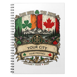 Aangepaste Ierse Canadese Vlag Stad Provincie Erfg Notitieboek
