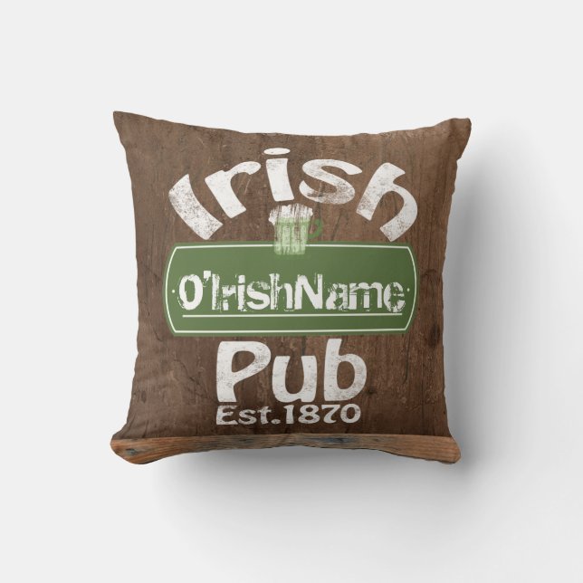 Aangepaste Ierse Pub Old Keg Effect Sign Kussen (Voorkant)