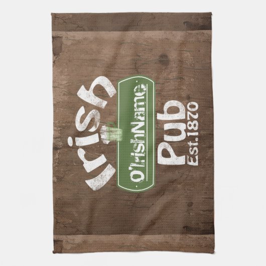 Aangepaste Ierse Pub Old Keg Effect Sign Theedoek (Verticaal)