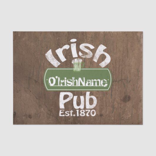 Aangepaste Ierse Pub Old Keg Effect Sign Tissuepapier (Voorkant)