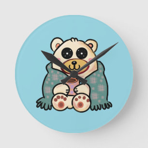 Aangepaste ijsbeer met koffie   Schattige winterku Ronde Klok