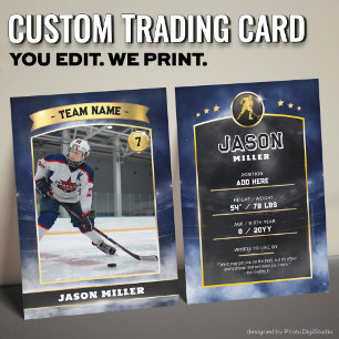 Aangepaste ijshockey trading Kaart Blue Gold Stadi Contactkaartje