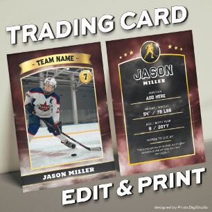 Aangepaste ijshockey trading Kaart Red Gold Stadiu Contactkaartje