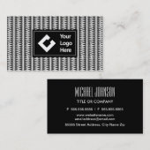 Aangepaste Ikat Zigzag Black White met Logo Visitekaartje (Voorkant / Achterkant)