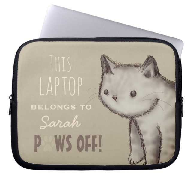 Aangepaste illustratie Cute Cat Paws Off Persoonli Laptop Sleeve (Voorkant)