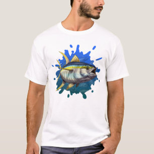 Aangepaste illustratie gele tonijn t-shirt