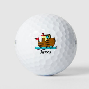 Aangepaste Illustratie van Mooie Cartoonschip Golfballen