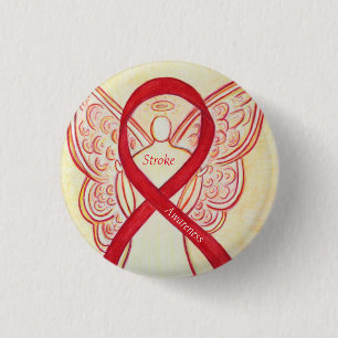 Aangepaste illustratie van Red Ribbon Angel in lij Ronde Button 3,2 Cm