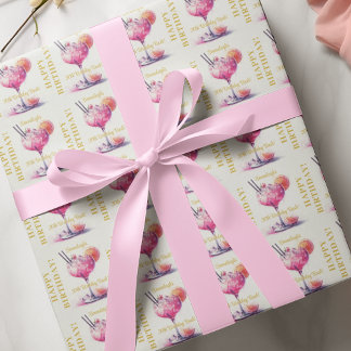 Aangepaste in Roze Cocktail Happy Birthday Bash Cadeaupapier