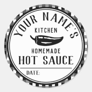 Aangepaste inbliklabels Chili Pepper Black Checks Ronde Sticker